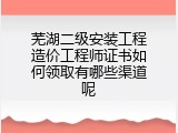 芜湖二级安装工程造价工程师证书如何领取有哪些渠道呢