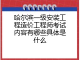 哈尔滨一级安装工程造价工程师考试内容有哪些具体是什么