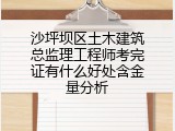 沙坪坝区土木建筑总监理工程师考完证有什么好处含金量分析
