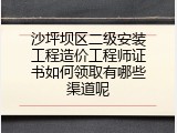 沙坪坝区二级安装工程造价工程师证书如何领取有哪些渠道呢
