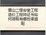 眉山二级安装工程造价工程师证书如何领取有哪些渠道呢