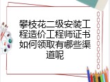 攀枝花二级安装工程造价工程师证书如何领取有哪些渠道呢