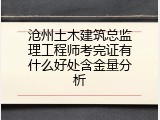 沧州土木建筑总监理工程师考完证有什么好处含金量分析