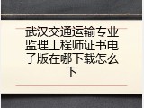 武汉交通运输专业监理工程师证书电子版在哪下载怎么下