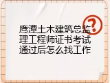 鹰潭土木建筑总监理工程师证书考试通过后怎么找工作
