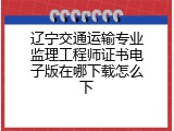 辽宁交通运输专业监理工程师证书电子版在哪下载怎么下