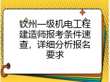 钦州一级机电工程建造师报考条件速查，详细分析报名要求