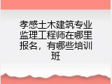 孝感土木建筑专业监理工程师在哪里报名,有哪些培训班