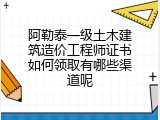 阿勒泰一级土木建筑造价工程师证书如何领取有哪些渠道呢