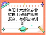 阜阳土木建筑专业监理工程师在哪里报名,有哪些培训班
