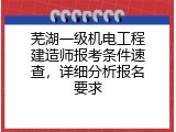 芜湖一级机电工程建造师报考条件速查，详细分析报名要求