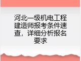 河北一级机电工程建造师报考条件速查，详细分析报名要求