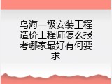 乌海一级安装工程造价工程师怎么报考哪家最好有何要求