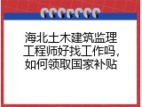 海北土木建筑监理工程师好找工作吗，如何领取国家补贴