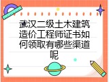 武汉二级土木建筑造价工程师证书如何领取有哪些渠道呢