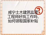 咸宁土木建筑监理工程师好找工作吗，如何领取国家补贴