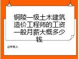 铜陵一级土木建筑造价工程师的工资一般月薪大概多少钱