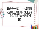 铁岭一级土木建筑造价工程师的工资一般月薪大概多少钱