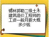 锡林郭勒二级土木建筑造价工程师的工资一般月薪大概多少钱