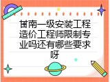 甘南一级安装工程造价工程师限制专业吗还有哪些要求呀