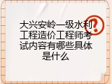 大兴安岭一级水利工程造价工程师考试内容有哪些具体是什么