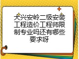 大兴安岭二级安装工程造价工程师限制专业吗还有哪些要求呀