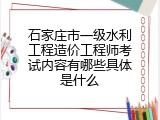 石家庄市一级水利工程造价工程师考试内容有哪些具体是什么