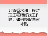 吐鲁番水利工程监理工程师好找工作吗，如何领取国家补贴