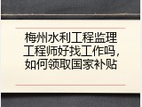 梅州水利工程监理工程师好找工作吗，如何领取国家补贴