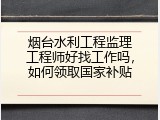 烟台水利工程监理工程师好找工作吗，如何领取国家补贴