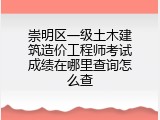 崇明区一级土木建筑造价工程师考试成绩在哪里查询怎么查