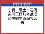 宁夏一级土木建筑造价工程师考试成绩在哪里查询怎么查