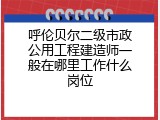 呼伦贝尔二级市政公用工程建造师一般在哪里工作什么岗位