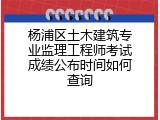 杨浦区土木建筑专业监理工程师考试成绩公布时间如何查询