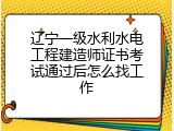 辽宁一级水利水电工程建造师证书考试通过后怎么找工作