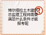 博尔塔拉土木建筑总监理工程师需要满足什么条件才能报考呢