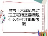昌吉土木建筑总监理工程师需要满足什么条件才能报考呢