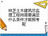 林芝土木建筑总监理工程师需要满足什么条件才能报考呢