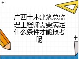 广西土木建筑总监理工程师需要满足什么条件才能报考呢