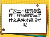 广安土木建筑总监理工程师需要满足什么条件才能报考呢