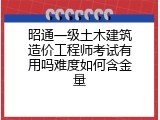 昭通一级土木建筑造价工程师考试有用吗难度如何含金量