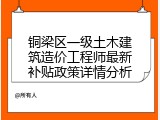 铜梁区一级土木建筑造价工程师最新补贴政策详情分析
