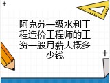 阿克苏一级水利工程造价工程师的工资一般月薪大概多少钱