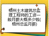 梧州土木建筑总监理工程师的工资一般月薪大概多少钱(梧州总监月薪)