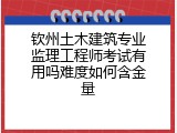 钦州土木建筑专业监理工程师考试有用吗难度如何含金量