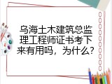乌海土木建筑总监理工程师证书考下来有用吗，为什么？