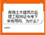 青海土木建筑总监理工程师证书考下来有用吗，为什么？