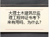 大理土木建筑总监理工程师证书考下来有用吗，为什么？