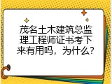 茂名土木建筑总监理工程师证书考下来有用吗，为什么？