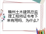 赣州土木建筑总监理工程师证书考下来有用吗，为什么？